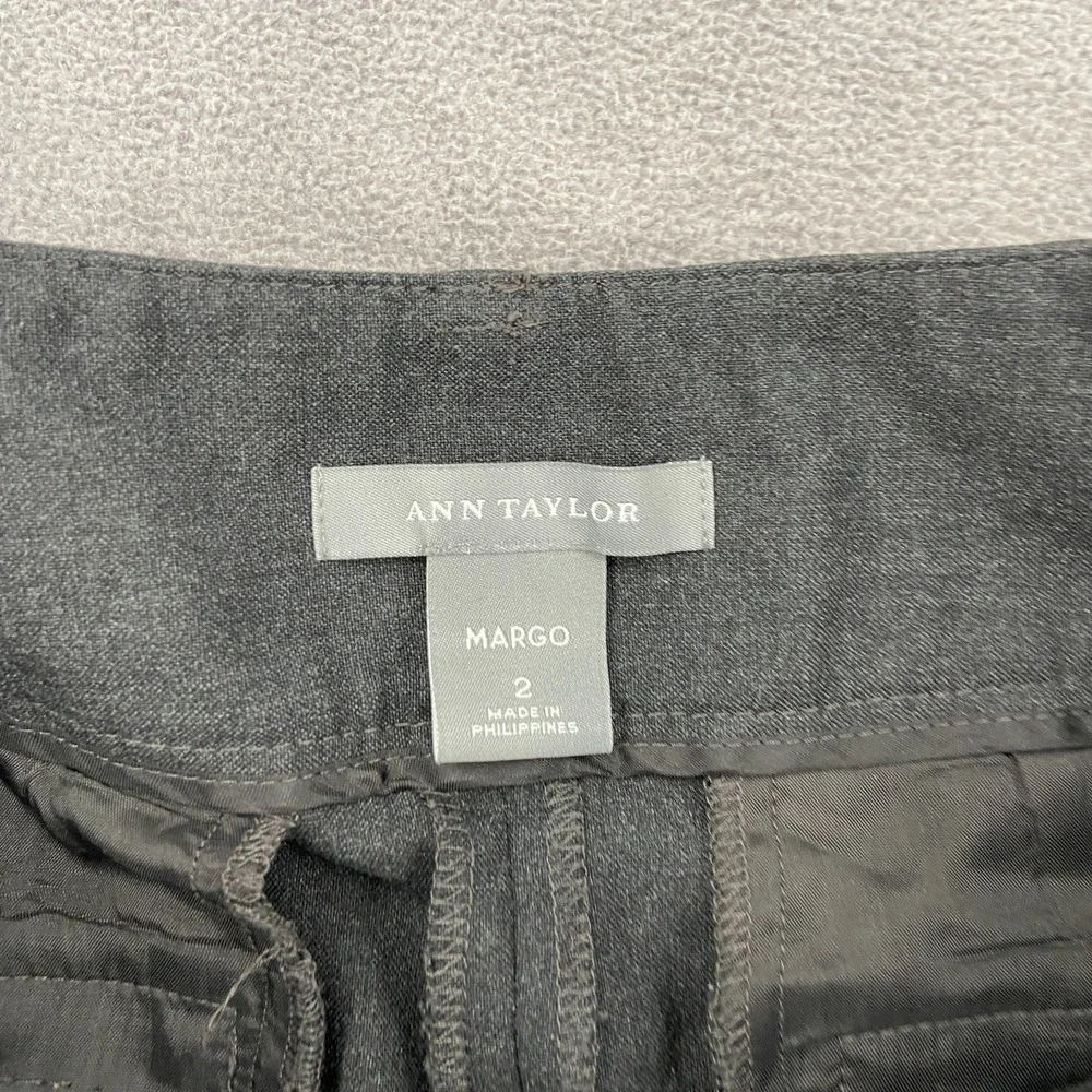 Ann Taylor Margo Dress Pants Womens 2‎ Charcoal Gray Formal Oxford Straight Leg